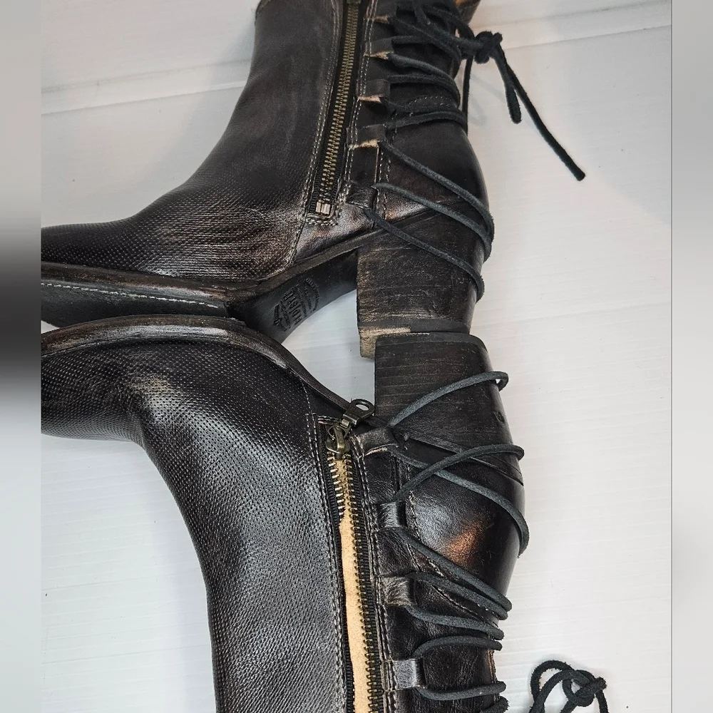 Bed Stu Blaire Graphito Rustic Leather Western Lace-Up Ankle Boots Size 7